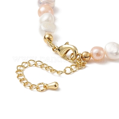 Brass Virgin Mary Pendant Necklace with Natural Pearl Beaded Chains for Women&nbsp;NJEW-JN04144-02