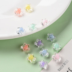 透明なアクリルビーズ  二層ビーズ  多面カット  スター  ミックスカラー  10.5x11x7mm  穴：2mm&nbsp;X-TACR-S152-01A