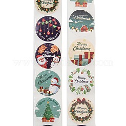 クリスマス ペーパー ステッカー  粘着式装飾ステッカー デカール  クリスマスリース  25mm  500PCS /ロール&nbsp;STIC-P013-02D