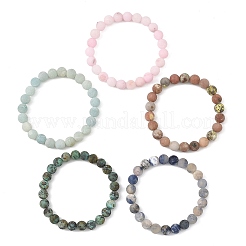 8.5MM Frosted Natural Mixed Gemstone Beaded Stretch Bracelets&nbsp;BJEW-JB14456