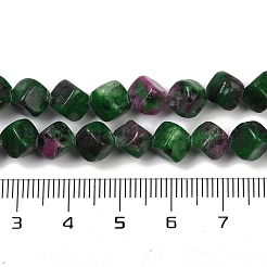 天然石ルビーインゾイサイトビーズ連売り  キューブ  7.5~8.5x6.5~8.5x5.5~6.5mm  穴：0.7mm  約52~56個/連  15.16~15.87''（38.5~40.3センチメートル）&nbsp;G-A257-A13-01