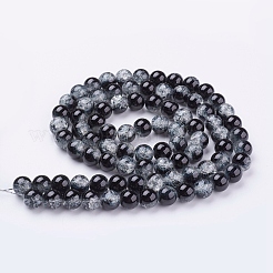 Spray Painted Crackle Glass Beads Strands&nbsp;CCG-Q002-10mm-11