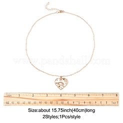 2Pcs 2 Colors Mom Daughter Hand in Hand Family Heart Alloy Pendant Necklaces&nbsp;NJEW-FS0001-10A
