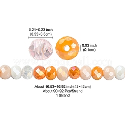 電気メッキガラスビーズセット  多面カット  ロンデル  ダークオレンジ  5.5~6x5mm  穴：1mm  約90~92個/連  16.54インチ〜16.93インチ（42~43cm）&nbsp;EGLA-YW0002-D07