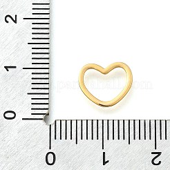 真鍮のハートのリンキングリング  長持ちメッキ  18KGP本金メッキ  8.5x10.5x1mm  内径：5x8mm&nbsp;KK-B131-09G