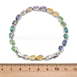 Platinum Tone Brass Micro Pave Cubic Zirconia Tennis Bracelets&nbsp;BJEW-B160-04P-01