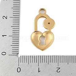 Ion Plating(IP) 304 Stainless Steel Heart Lock Pendant Cabochon Settings&nbsp;STAS-U019-12G