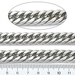 変色しにくい304ステンレススチール製キューバチェーン  ダイヤモンドカットチェーン  溶接されていない  スプールで  ステンレス鋼色  19x14x6.5mm&nbsp;CHS-E030-04B-P