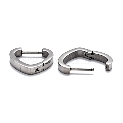 変色しにくい304ステンレススチールのハートハギーフープピアス  ハート  ステンレス鋼色  15x16.5x3mm  ピン：1mm&nbsp;STAS-H156-15P