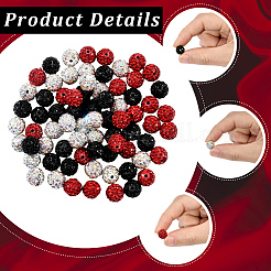 90Pcs 3 Styles Pave Disco Ball Beads&nbsp;RB-LT0001-01E