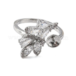 Brass Pave Clear Cubic Zirconia Earring Findings&nbsp;KK-D369-10P