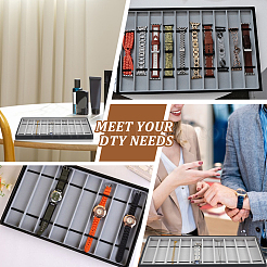 10 Grids Rectangle PU Leather Watch Straps Necklace Bracelet Display Tray&nbsp;ODIS-NB0001-38A