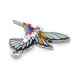 合金エナメルコネクタチャーム  鳥  プラチナ  ミックスカラー  20.5x24.5x1.5mm  穴：1.6mm&nbsp;ENAM-P257-04P
