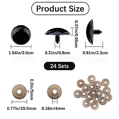 樹脂クラフト人形の目  洗眼器付き  安全の目  ぬいぐるみの目  半円  ミックスカラー  39x23mm  24pc&nbsp;DIY-GF0009-70D