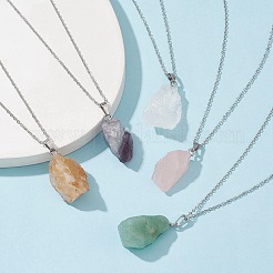 Natural Mixed Gemstone Nugget Pendant Necklaces&nbsp;NJEW-JN04507