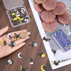 32個8スタイルアロイペンダント  エナメル  ミックス猫の形のチャーム  ミックスカラー  18~29x16~28x1~1.5mm  穴：1.8~2mm  4個/スタイル&nbsp;ENAM-SC0004-40