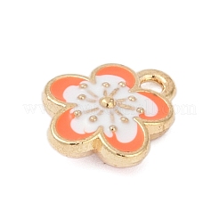 合金エナメルチャーム  花のチャーム  オレンジ  12x10x3.5mm  穴：1.5mm&nbsp;FIND-Z070-05G-03