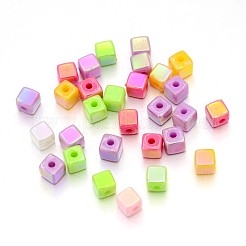 アクリルビーズ  ABカラー  キューブ  ミックスカラー  4x4mm  穴：1mm&nbsp;X-PL337AB