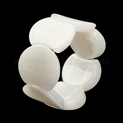 アクリル天然石風ビーズストレッチブレスレット  タイルブレスレット  貝殻色  内径：2-1/4インチ（5.8cm）  ワイド：37mm&nbsp;BJEW-B074-01C