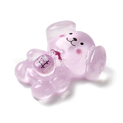 半透明樹脂デコデンカボション  パイナップルを持った漫画の犬  プラム  23x20x7mm&nbsp;LS-RESI-M039-04C