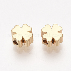 真鍮ビーズ  クローバー  18KGP本金メッキ  5x5x3mm  穴：1mm&nbsp;KK-S348-429
