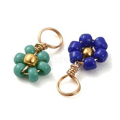 80Pcs 8 Color Glass Seed Beaded Flower Charms&nbsp;FIND-DC0003-64