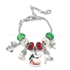 4Pcs 4 Styles Christmas Theme Glass & Alloy European Beads Bracelet Sets for Women&nbsp;BJEW-JB11198