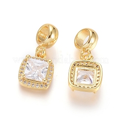 Brass Micro Pave Clear Cubic Zirconia European Dangle Charms&nbsp;OPDL-L016-13G