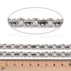 304ステンレススチールリング、ラウンドリンクチェーン付き  溶接されていない  スプールで  ステンレス鋼色  8x1.5mm&nbsp;CHS-A019-04P