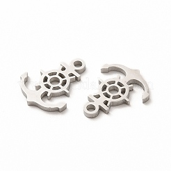 変色しない304ステンレススチールペンダント  アンカー＆ヘルムチャーム  ステンレス鋼色  17x13x1.4mm  穴：1.8mm&nbsp;STAS-M089-30P
