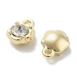 ラックメッキ合金ラインストーンチャーム  鉛フリー＆カドミウムフリー＆ニッケルフリー  花  透明  ゴールドカラー  10x7.5x4.5mm  穴：1.2mm&nbsp;PALLOY-F311-17G-01