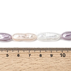 電気メッキガラスシェルパールビーズ連売り  不規則な楕円形  カラフル  20~23x6.5~8mm  穴：1mm  約18~19個/連  15.75~16.30''（40~41.4センチメートル）&nbsp;BSHE-B009-C03-7x21mm