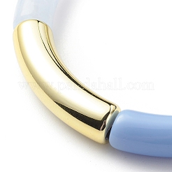 Acrylic Curved Tube Beaded Stretch Bracelet for Women&nbsp;BJEW-JB08438-04