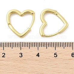 真鍮huggieフープピアス  長持ちメッキ  ハート  18KGP本金メッキ  16.5x16x2mm  ピン：1mm&nbsp;EJEW-F245-05G