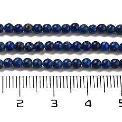 染め加工天然のラピスラズリビーズ連売り  ラウンド  3mm  穴：0.8mm  約128個/連  15.24''（38.7センチメートル）&nbsp;G-G143-A01-01
