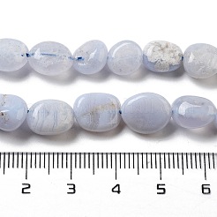 天然石ブルーレースアゲートビーズ連売り  ナゲット  タンブルストーン  9~12.5x8~9.5x4.5~7.5mm  穴：0.8mm  約39~40個/連  15.94''（40.5センチメートル）&nbsp;G-K379-A01-01