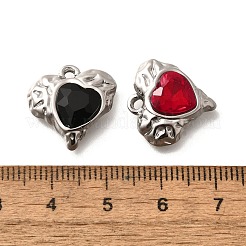 304ステンレスペンダント  ラインストーン付き  ステンレス鋼色  ハート  ミックスカラー  16.5x16.5x5.5mm  穴：1.8mm&nbsp;STAS-Q346-05P