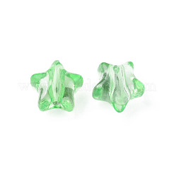 透明なアクリルビーズ  スター  薄緑  9x9.5x5.5mm  穴：2mm  約2000個/500g&nbsp;MACR-S373-45-B02