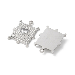 304ステンレススチールクリスタルラインストーンペンダント  長方形のハートチャーム  ステンレス鋼色  18x13.5x3mm  穴：1.5mm&nbsp;STAS-Z122-52P