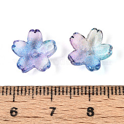 焼き絵用塗料、透明ガラスビーズキャップ  5  - 花びらの花  グリッターパウダー付き  ディープスカイブルー  12~12.5x4.5~5mm  穴：1.2~1.4mm  約1750個/1000g&nbsp;DGLA-N014-06B-01