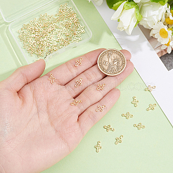 真鍮製の小さなクロスチャーム80個  長持ちメッキ  24KGP本金メッキ  10x6.5x1mm  穴：0.9mm&nbsp;KK-BBC0028-33