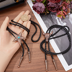 2Pcs 2 Styles Adjustable Vintage PU Leather Bolo Tie&nbsp;NJEW-GF0001-13R