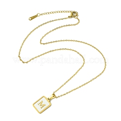 Ion Plating(IP) Rectangle with Initial Letter 304 Stainless Steel Pendant Necklace&nbsp;NJEW-R265-04G-M