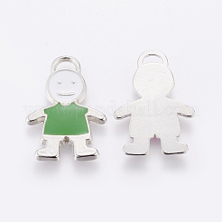 合金エナメルチャーム  鉛フリー及びカドミウムフリー  男の子  白金金属色  ミックスカラー  26x18x2mm  穴：2mm&nbsp;ENAM-P015-M
