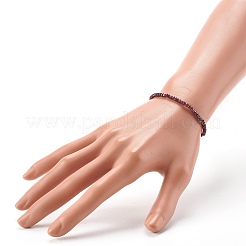 Faceted Rondelle Natural Garnet Beads Stretch Bracelets&nbsp;BJEW-JB06383-01