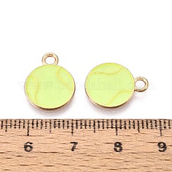 合金とエナメルのペンダント  野球のチャーム  ゴールドカラー  緑黄  15x12x1mm  穴：1.8~2mm&nbsp;ENAM-T021-70G