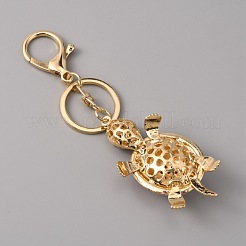 Full Rhinestone Alloy Tortoise Sparkling Charm Keychain&nbsp;KEYC-WH0029-62G