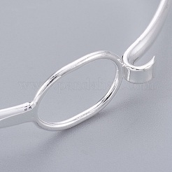 真鍮製バングル作り  銀色のメッキ  63x50x3mm&nbsp;BJEW-B133-01S