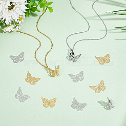 40Pcs 2 Colors 201 & 304 Stainless Steel Filigree Pendants&nbsp;STAS-UN0057-13