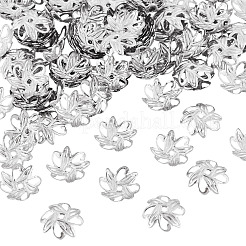 100個の真鍮ビーズキャップ  花  カドミウムフリー＆ニッケルフリー＆鉛フリー  プラチナ  9.5x2mm  穴：1mm&nbsp;KK-TADJ0001-35